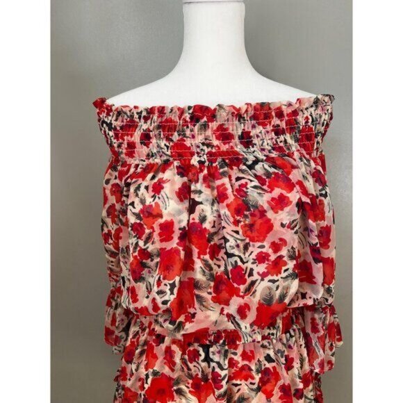 Misa Los Angeles Womens Darla Off-Shoulder Floral Mini Dress Viscose Size Large - Picture 6 of 16